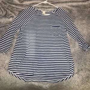 White and blue baseball tee